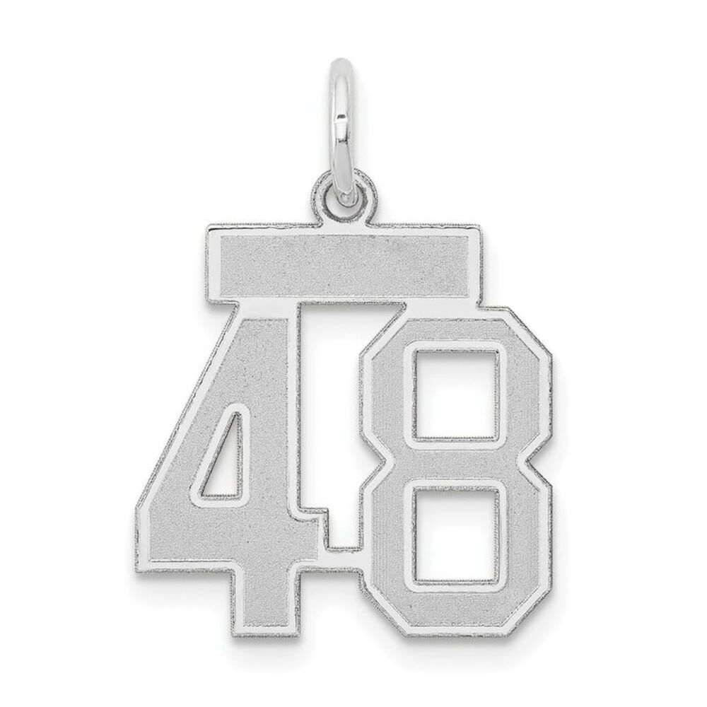 14k White Gold, Jersey Collection, Small Number 48 Pendant